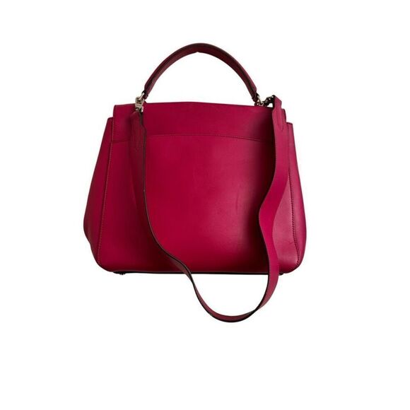 Bally Top Handle Leather Bag with Shoulder Strap “B” Turnlock Hot Pink Handbag - Picture 2 of 16